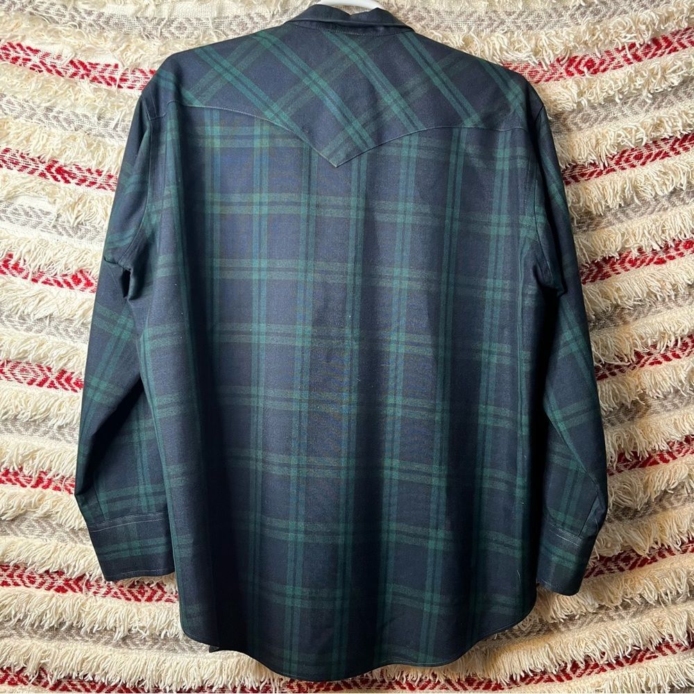 VTG Ruddock Flying R Made In USA Western Rodeo Thick Plaid Shirt Size XL - Picture 2 of 6